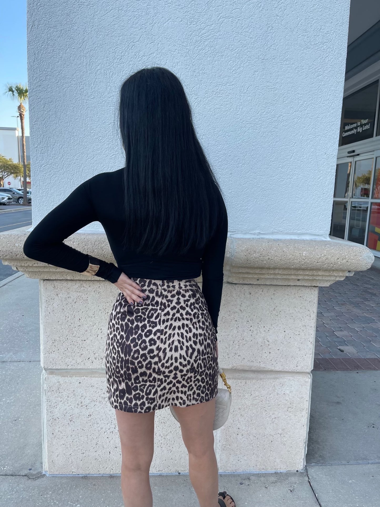 Snow Leopard Faux Suede Mini