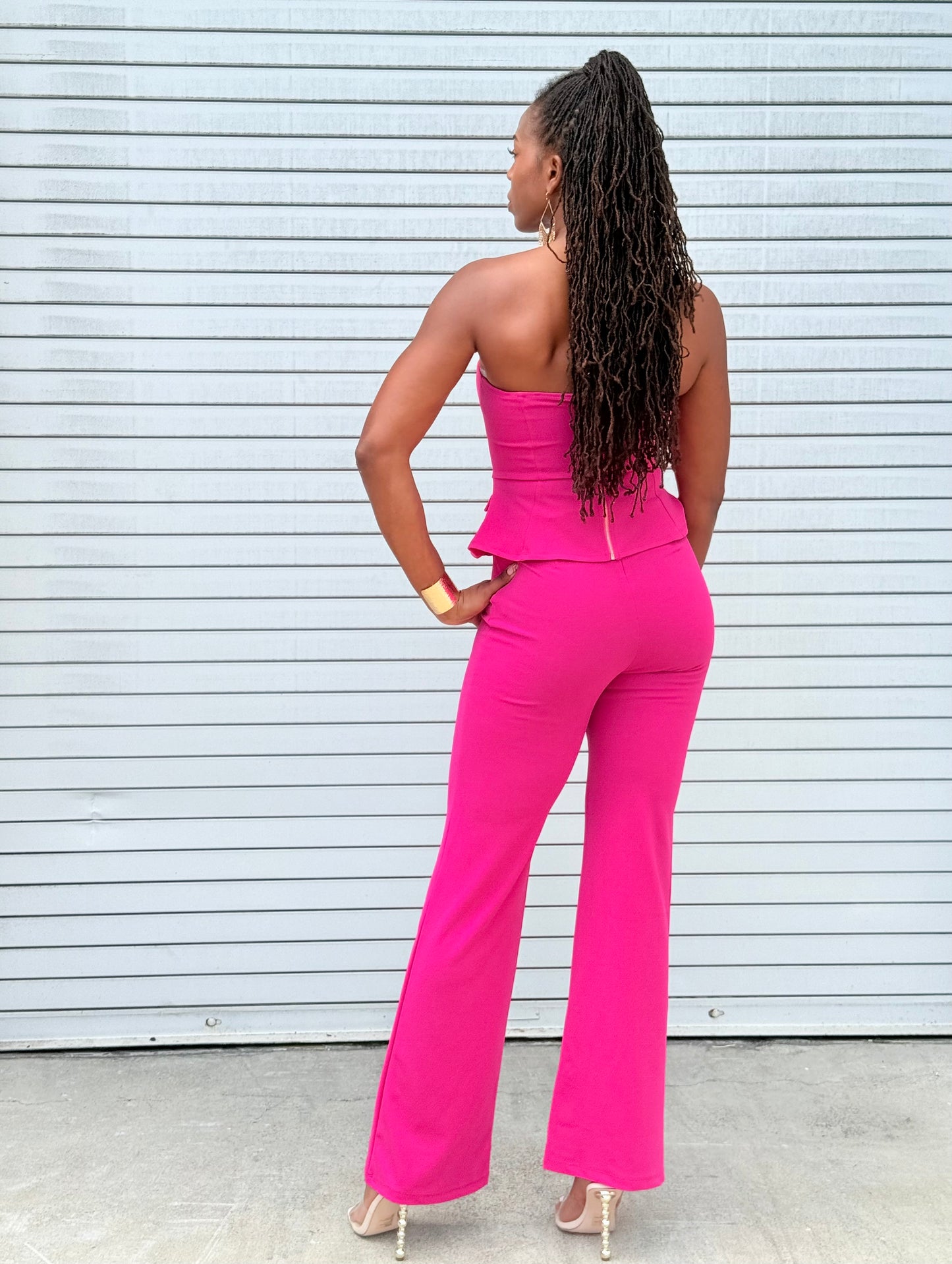 Two Piece Pant Set (Hot Pink)