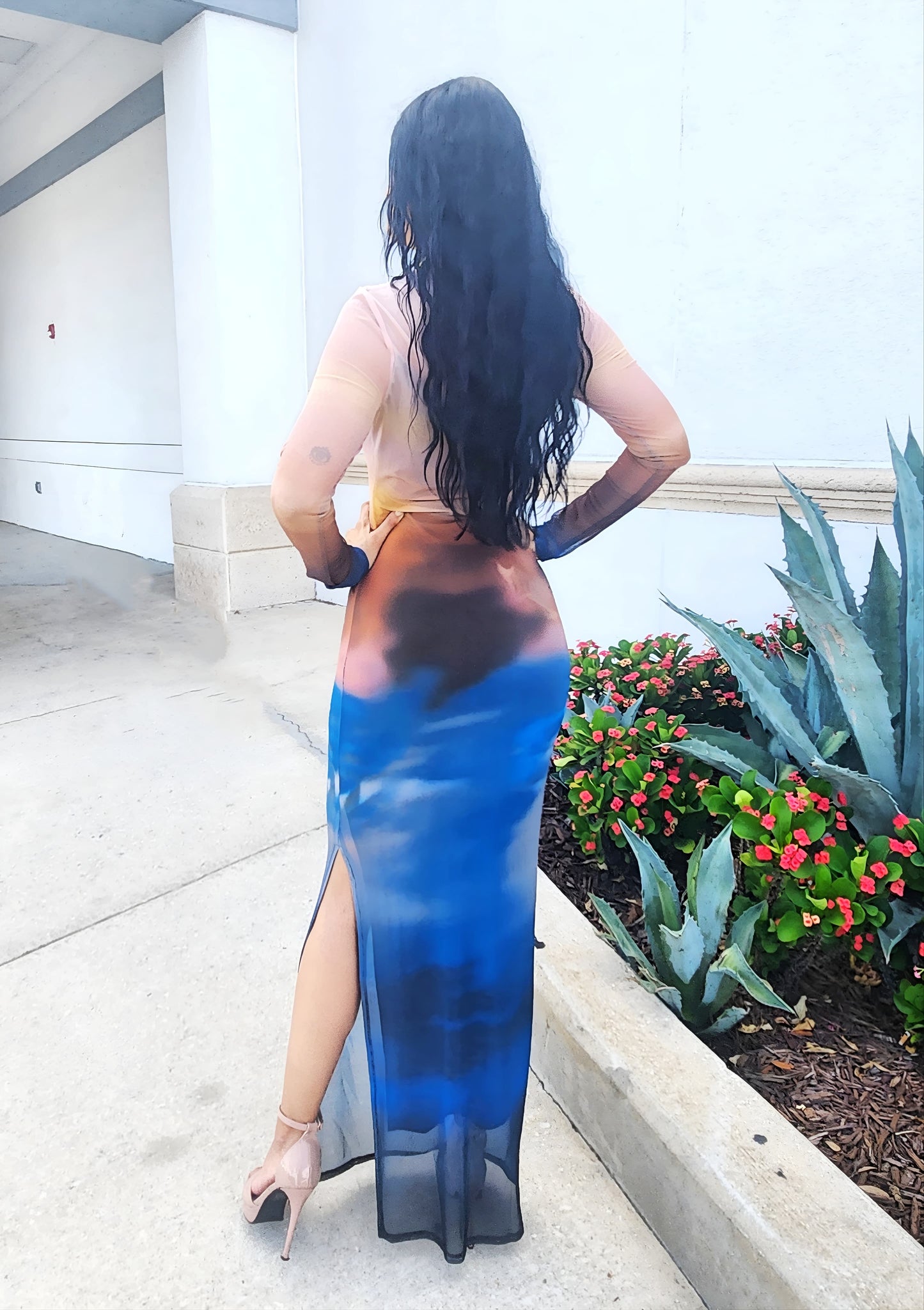 Marble Print Maxi Dress