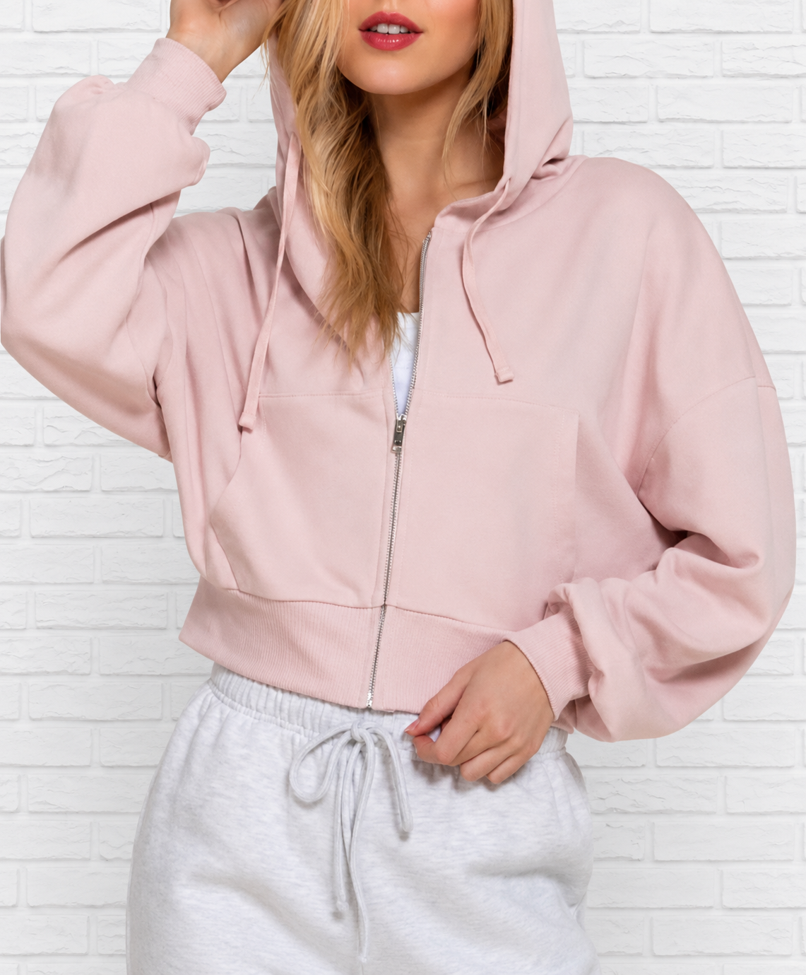 Cropped Zip-Up Hoodie
