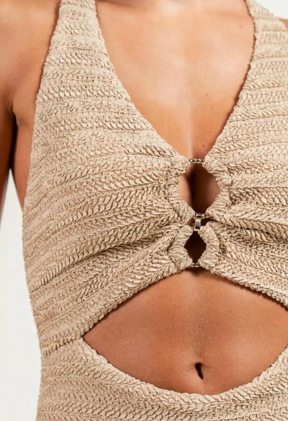 Knit Halter Cut Out Midi