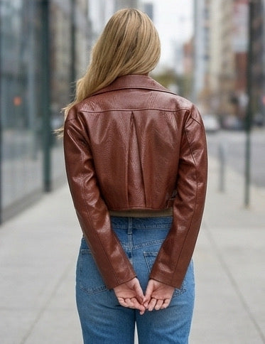 Cropped Viper Faux Leather