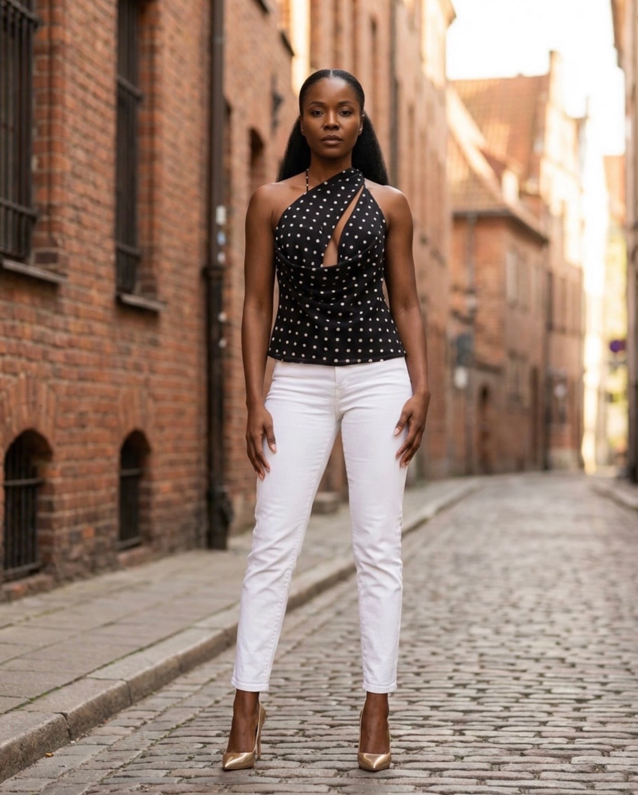 Asymmetrical Polka Dot Top