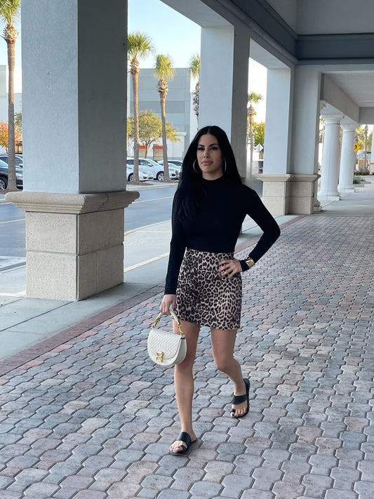 Snow Leopard Faux Suede Mini