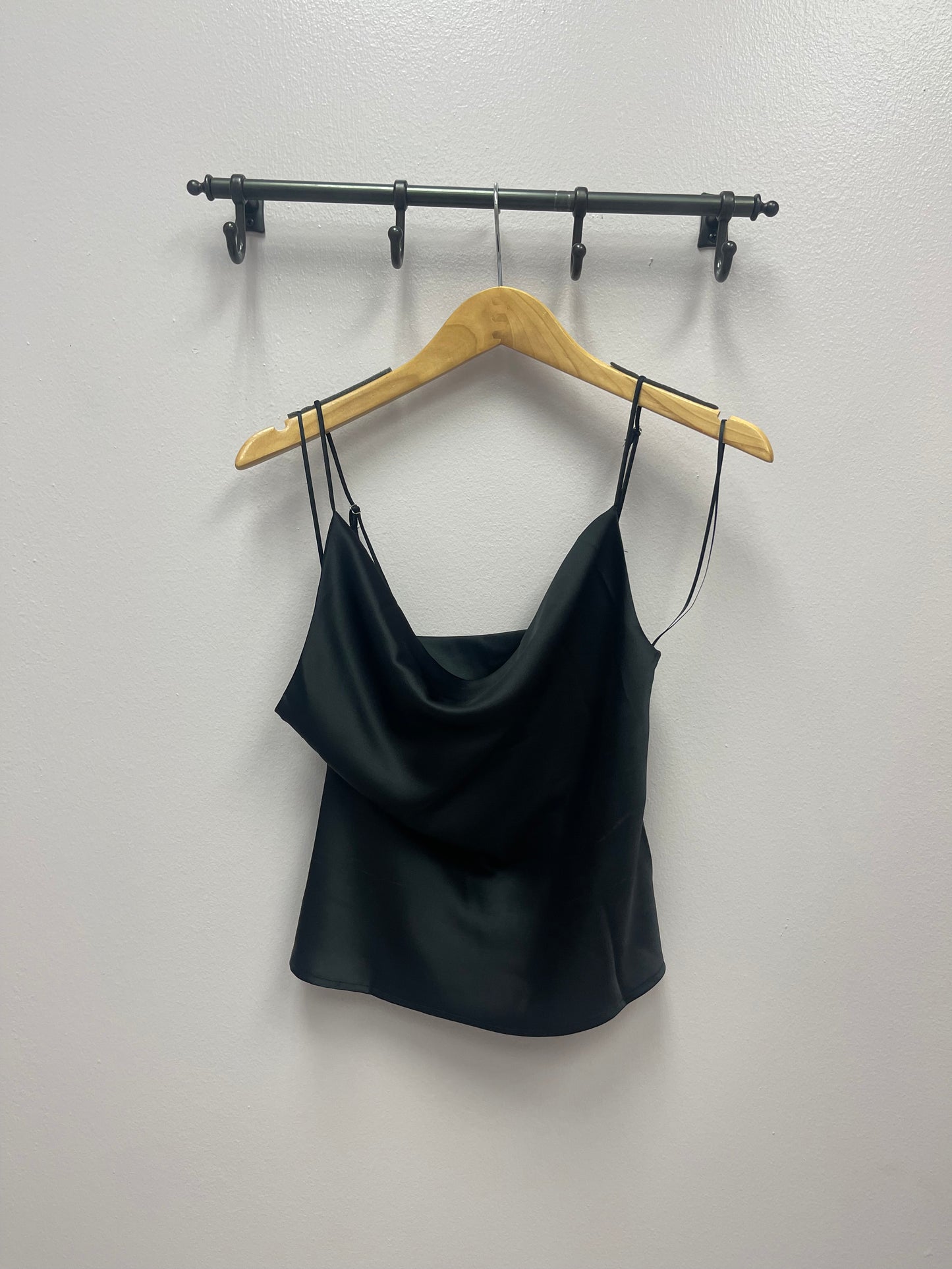 Black cowl neck tank top