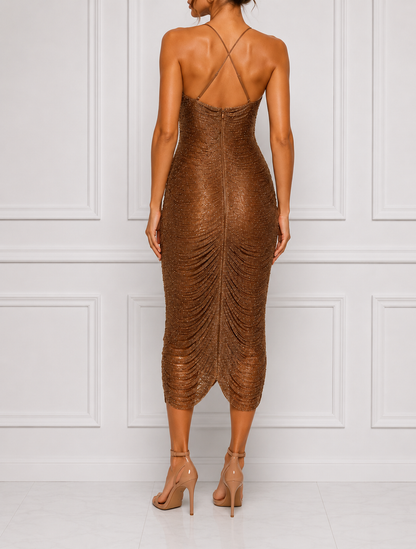 Bronze Goddess Fringe Midi