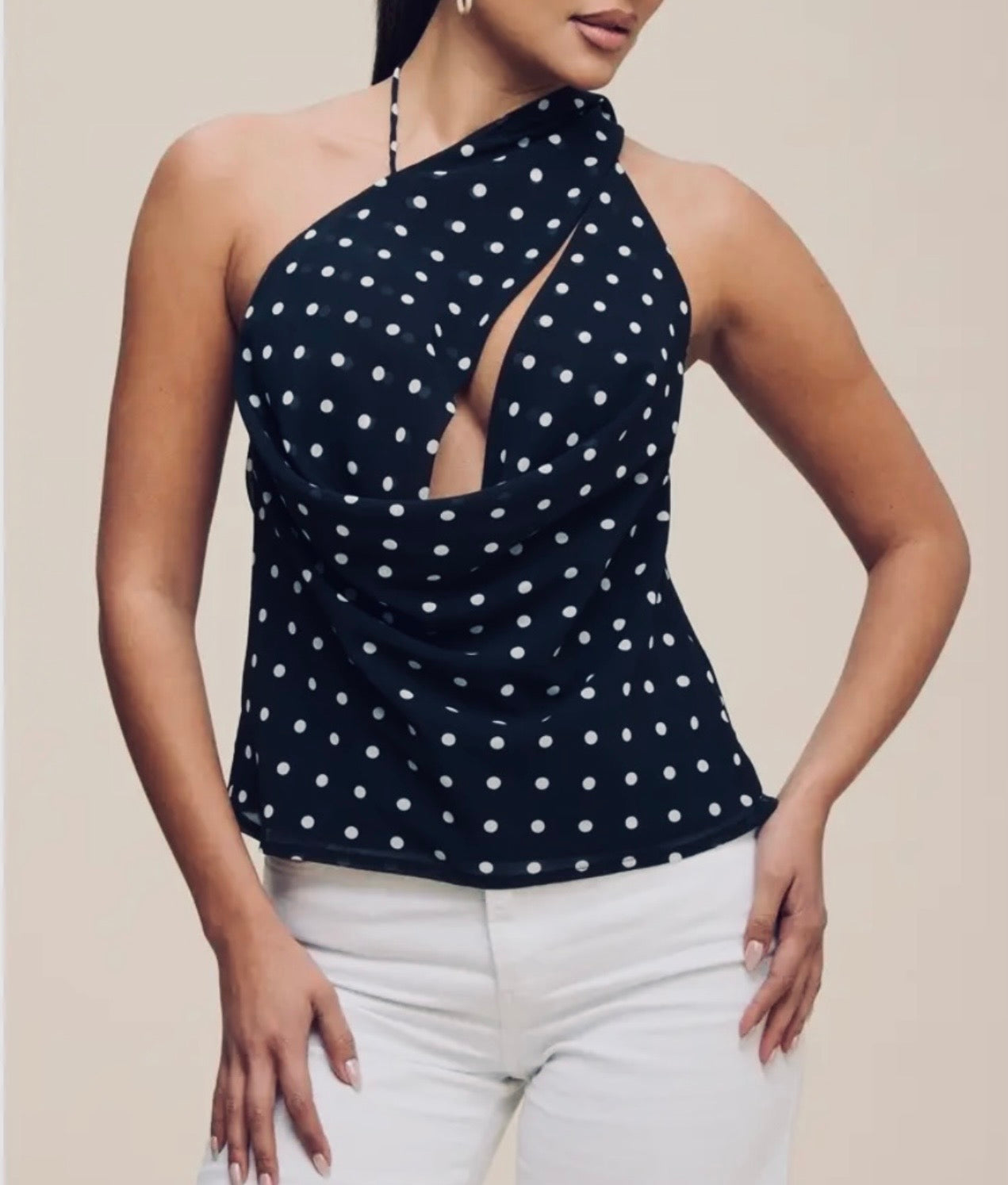 Asymmetrical Polka Dot Top