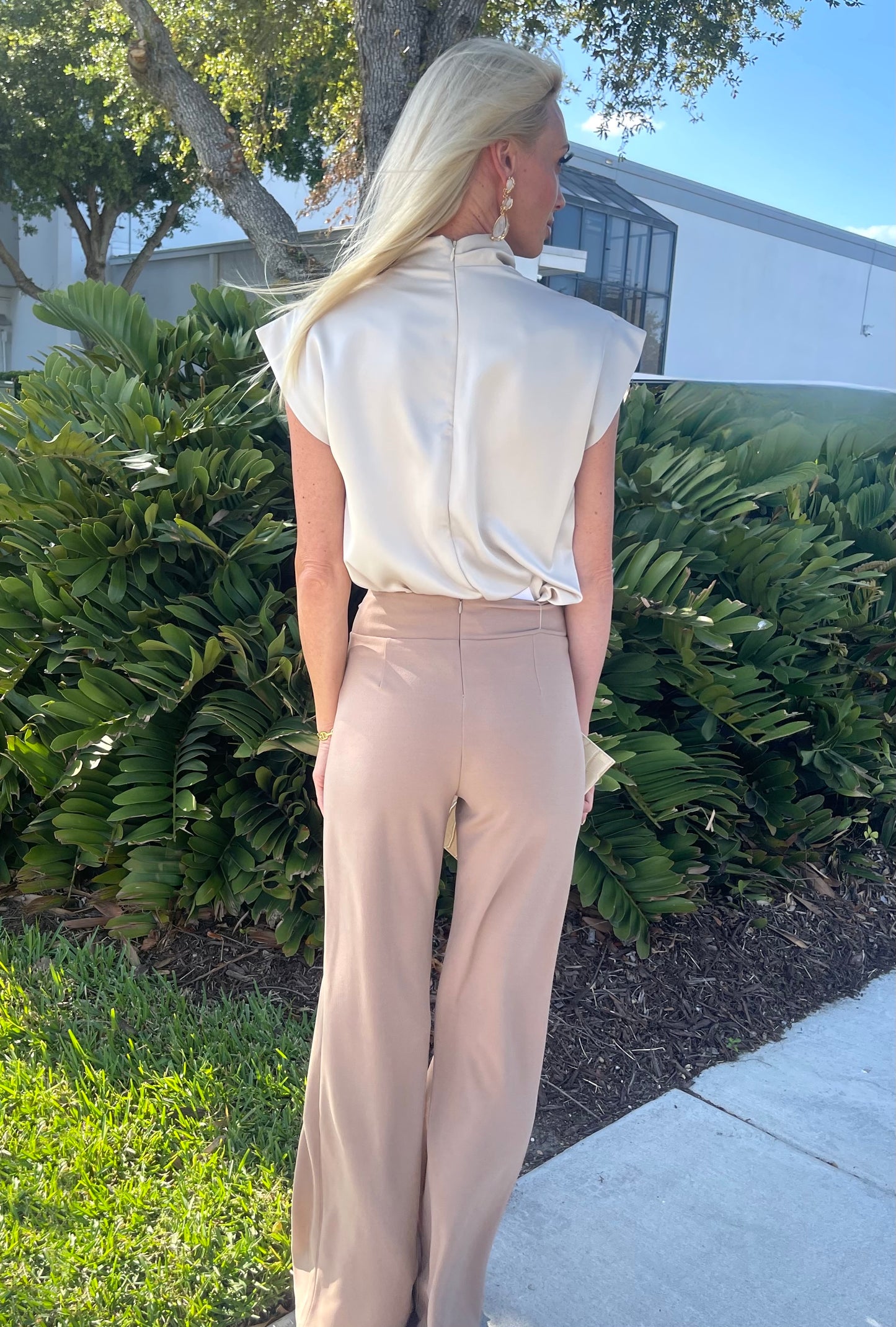 Champagne Cowl-neck Blouse