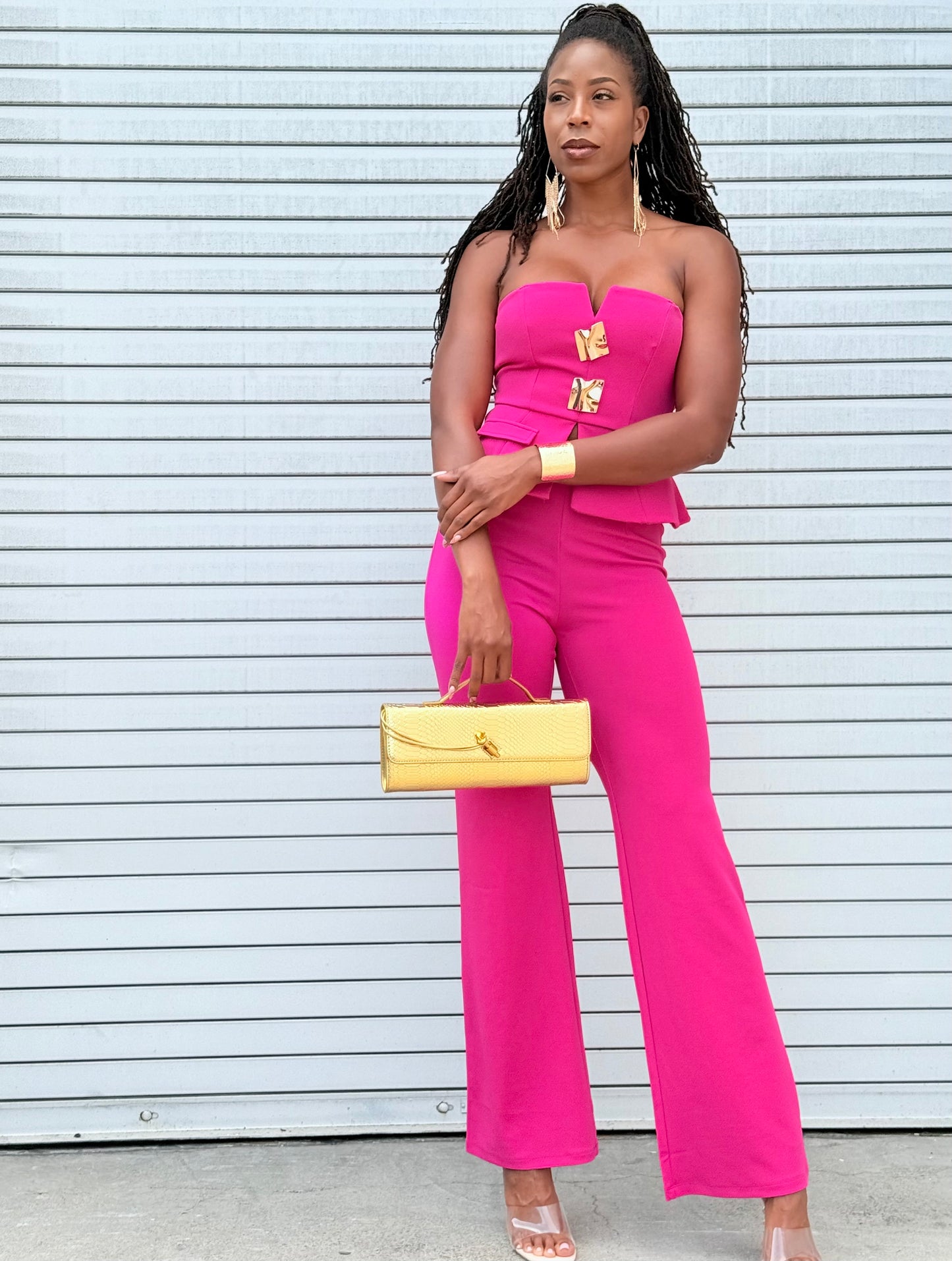 Two Piece Pant Set (Hot Pink)