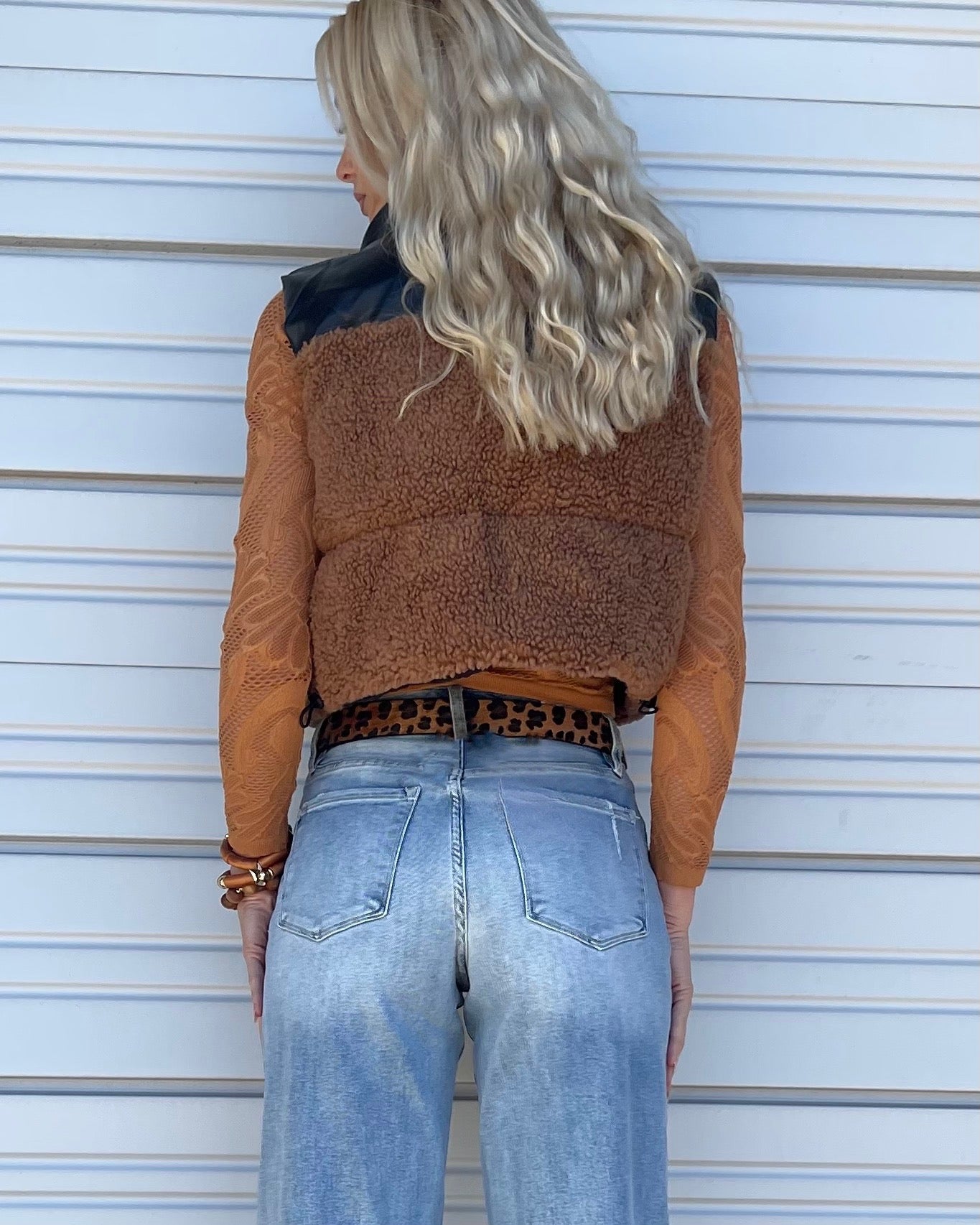 Faux Sherpa & Leather Vest