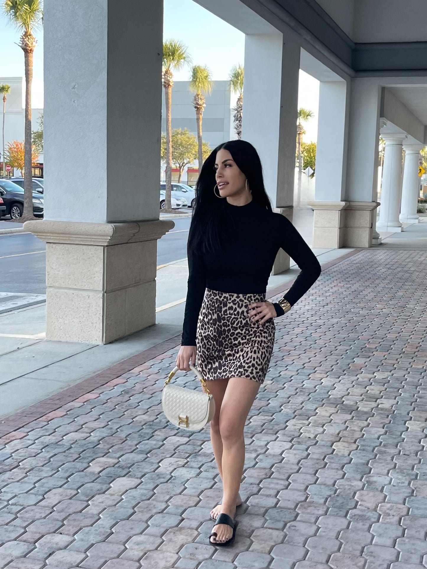 Snow Leopard Faux Suede Mini