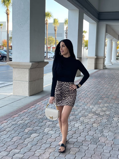 Snow Leopard Faux Suede Mini