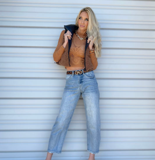 Faux Sherpa & Leather Vest