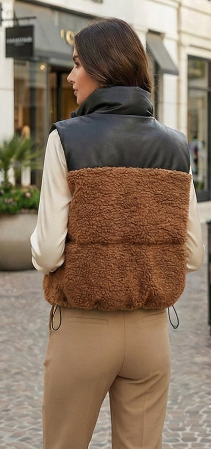 Faux Sherpa & Leather Vest