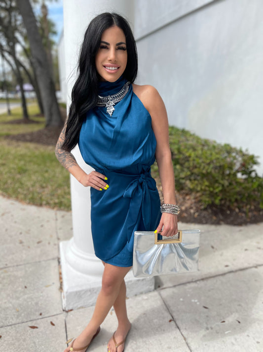 Satin Wrap Dress
