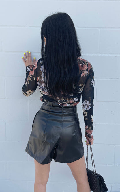 Sheer Floral Mesh Turtleneck