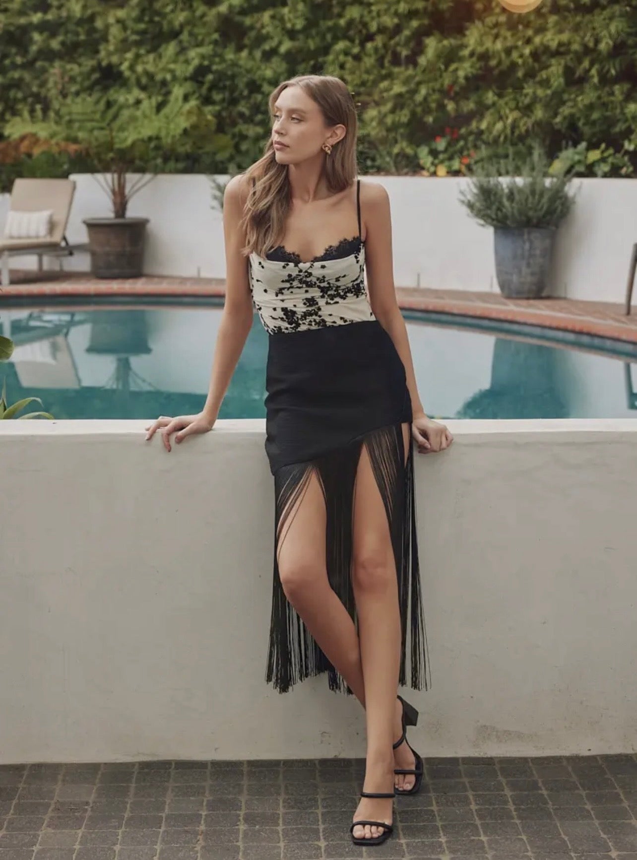 Cream & Black Floral Bodysuit