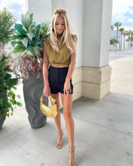 Satin Mock-neck Blouse
