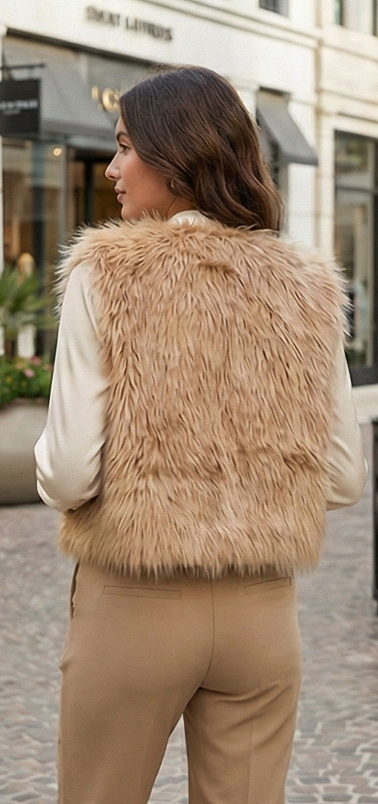 Taupe Faux Fur Vest