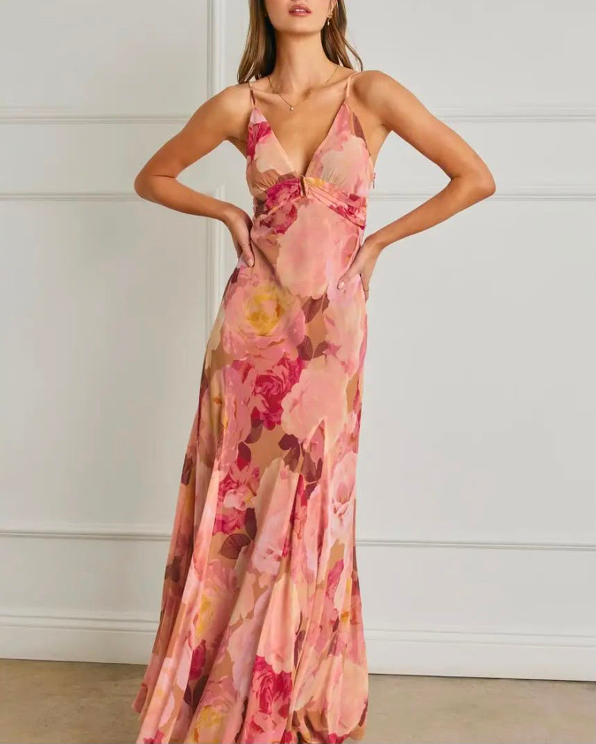 Floral Chiffon Maxi Dress