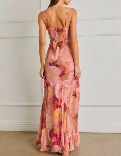 Floral Chiffon Maxi Dress