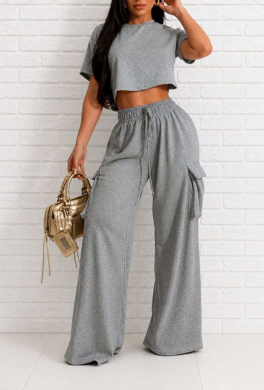 Heather Grey Cargo Lounge Set