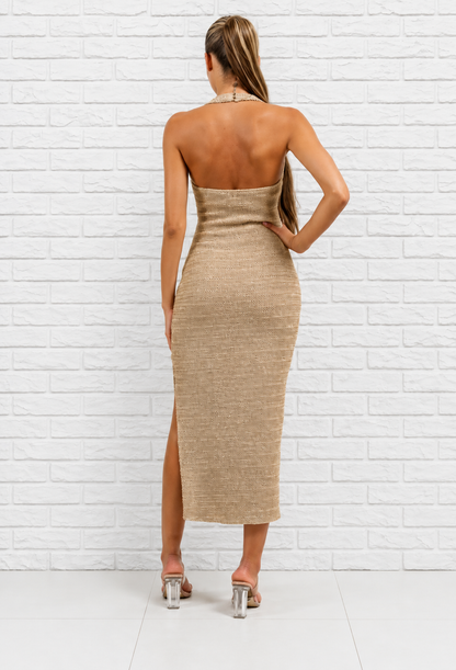 Knit Halter Cut Out Midi