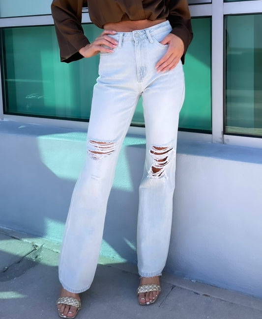 Light Wash Distressed Denim Product Front View