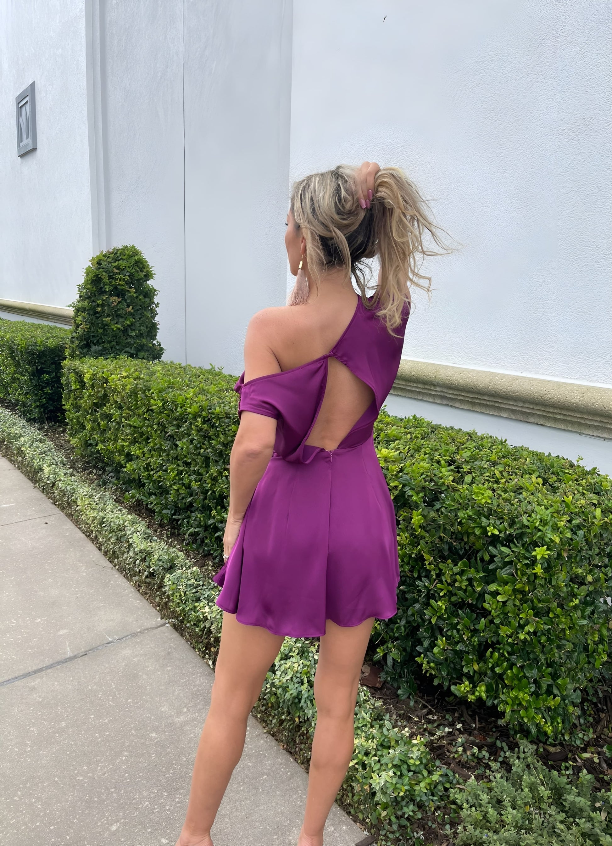 Off The Shoulder Romper Back Model View