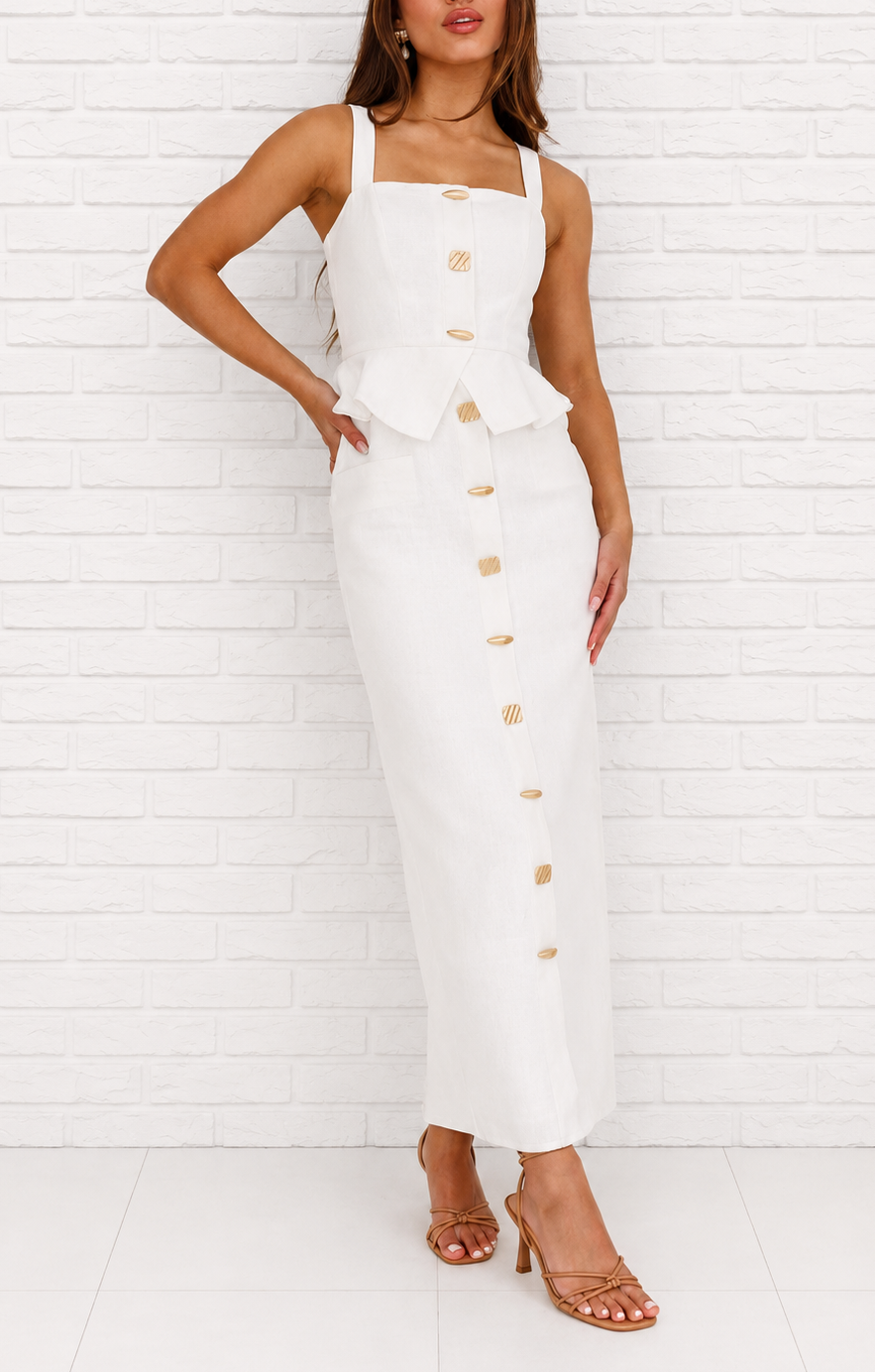 Square Neck Peplum Midi