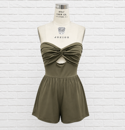 Strapless Twist Front Romper
