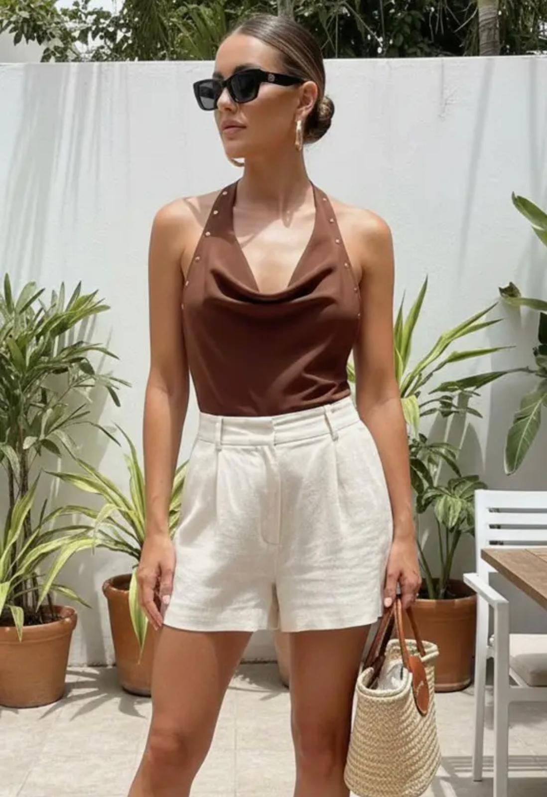 Studded Trim Halter Top