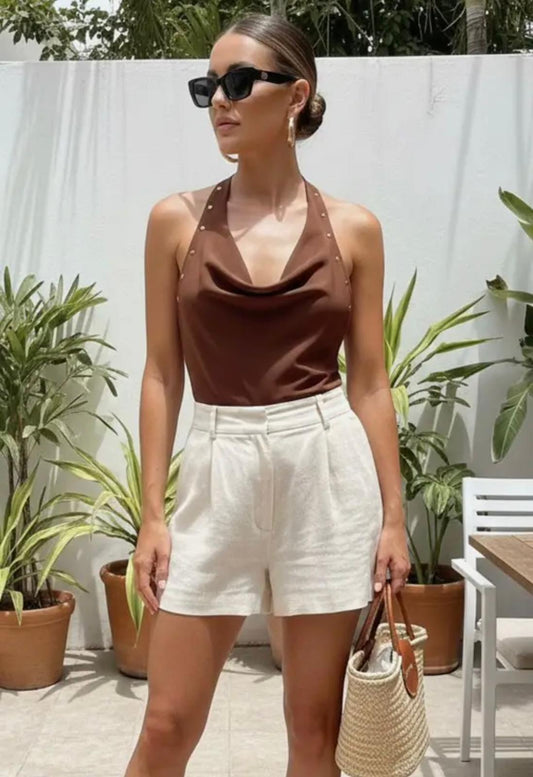 Studded Trim Halter Top